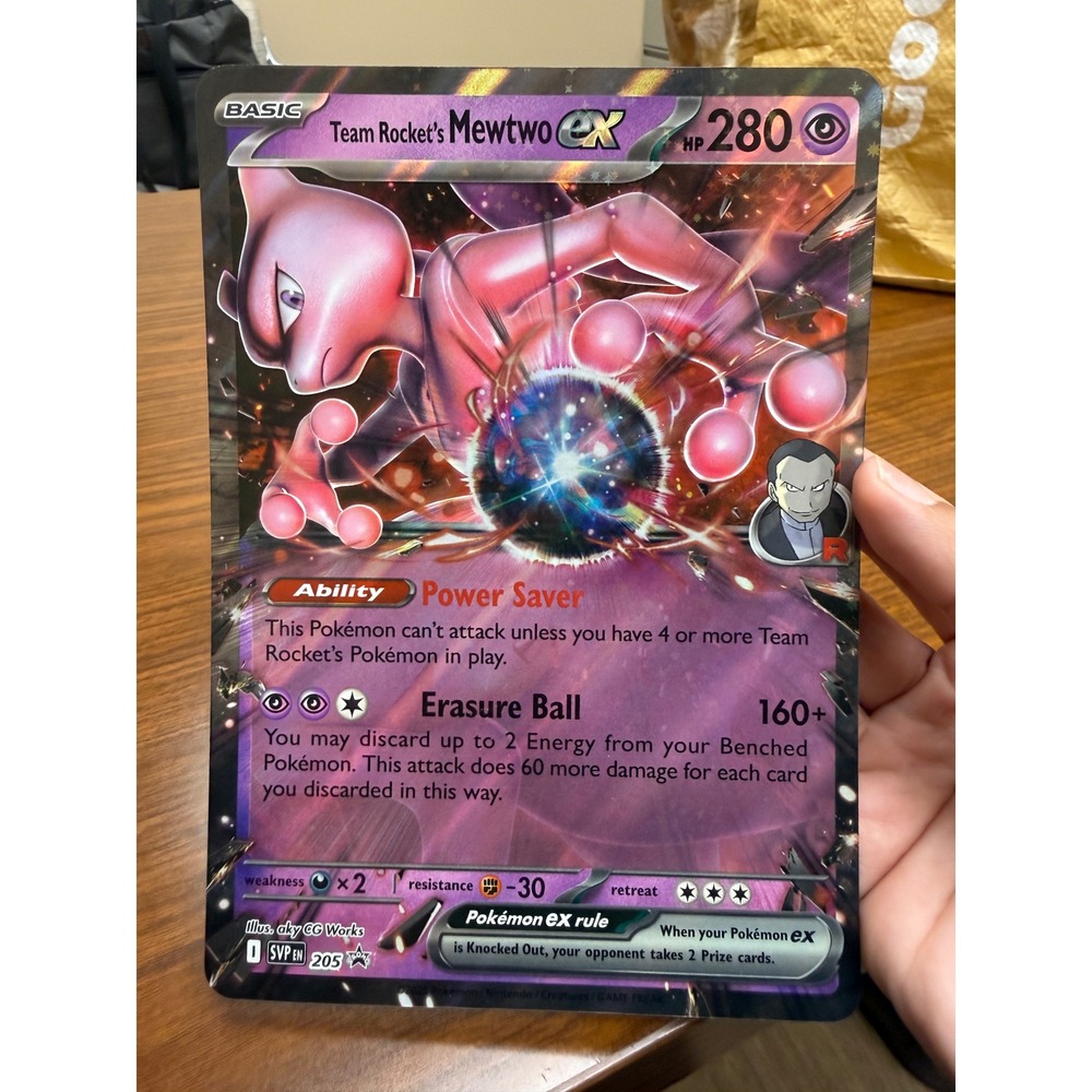 Pokemon Team Rocket's Mewtwo ex SVP 205 Jumbo Promo Card Full Art Giovanni